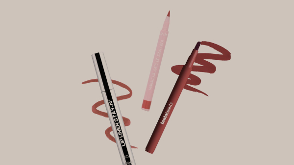 lip liner pens on tan background